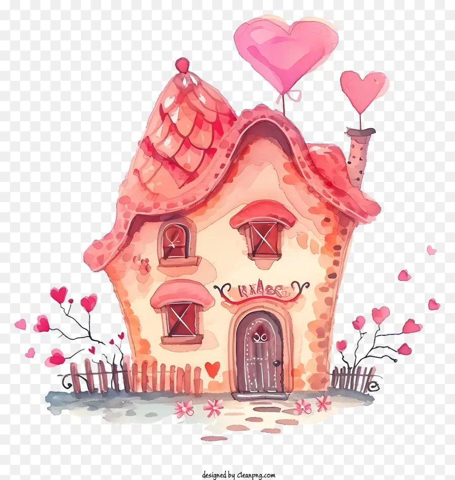 Doodle Valentine House，Dessin Animé Maison PNG