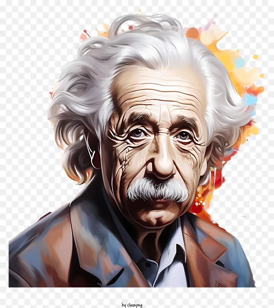 Peintures Multicolores Portrait Albert Einstein，L'homme PNG