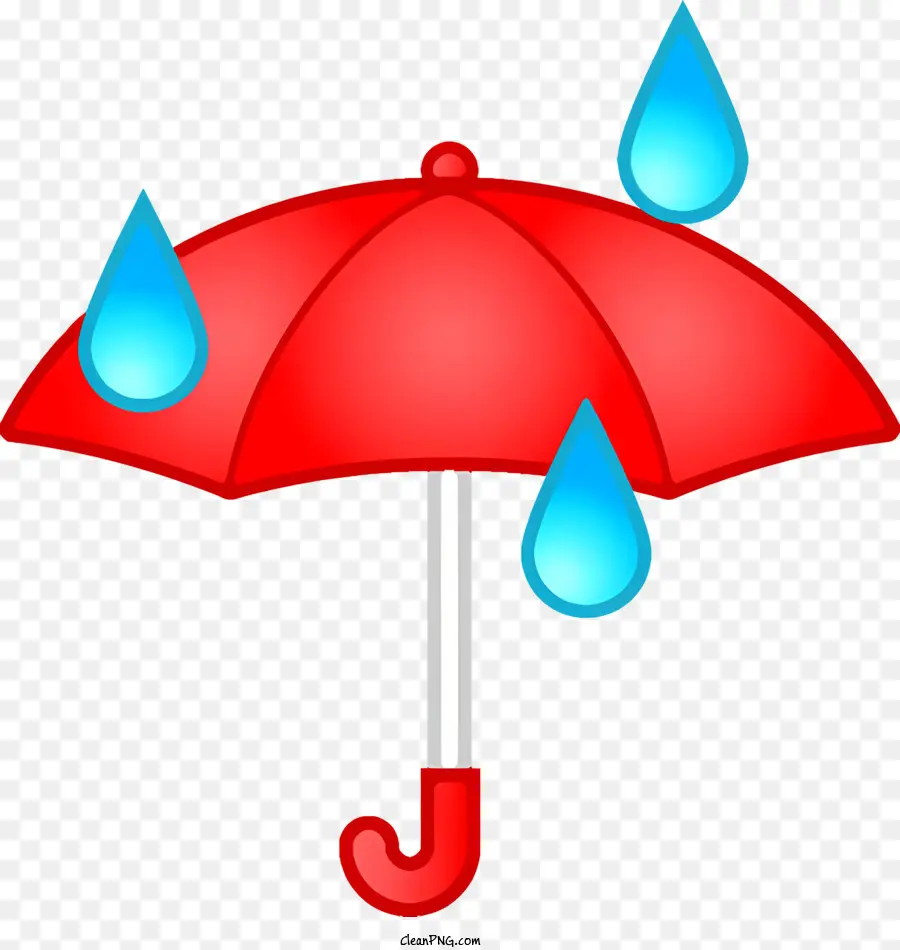 Parapluie Rouge，Gouttelettes Bleues PNG