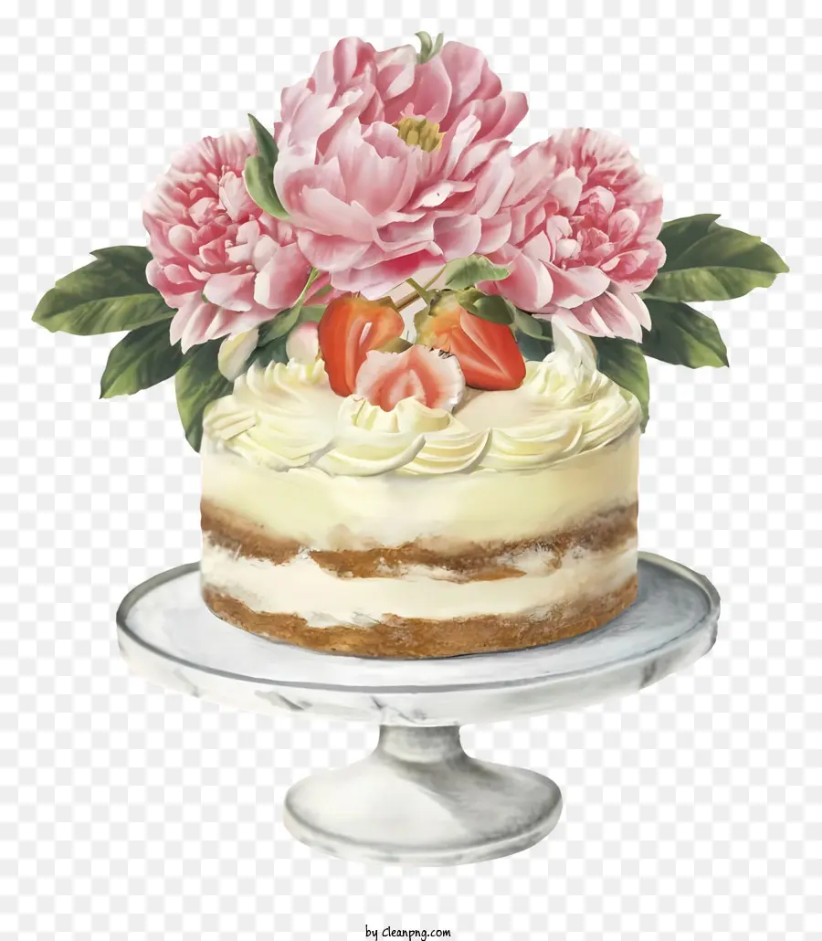 Dessin Animé，Gâteau Aux Fleurs PNG