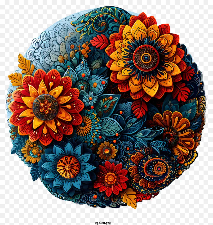 Mandala，Design Floral Stylisé PNG