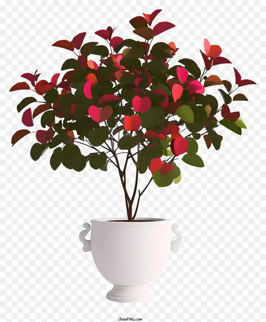 Plante Réaliste De La Saint Valentin 3d，Vase Blanc PNG