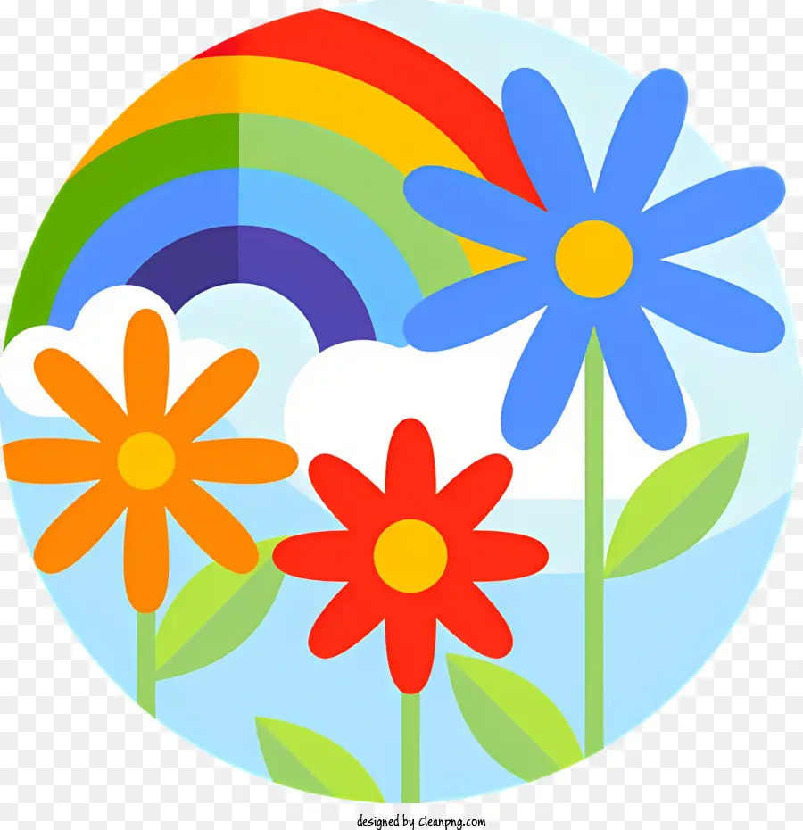 Printemps，Fleurs Et Arc En Ciel PNG