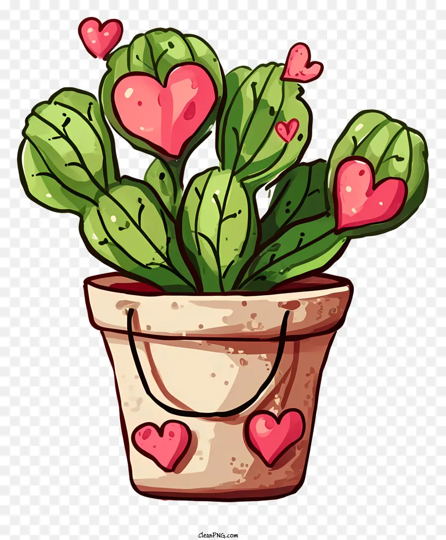 Plante De La Saint Valentin Dessinée à La Main，Cactus PNG