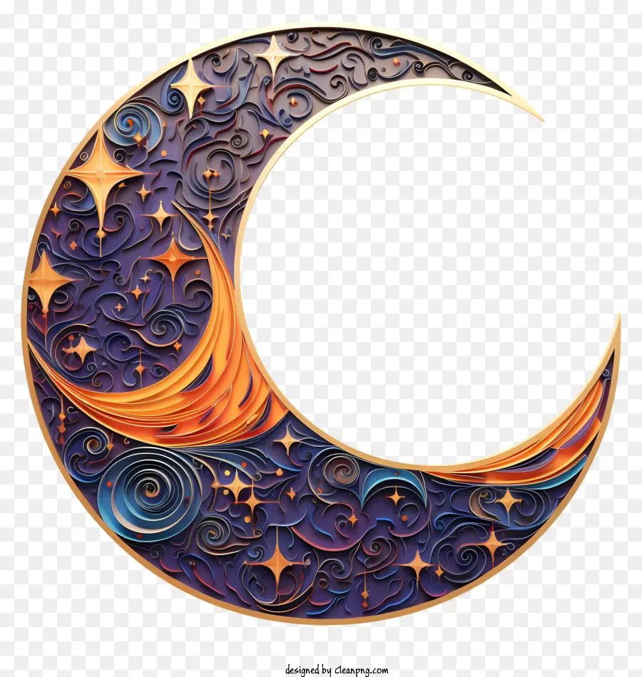 Peintures Multicolores Lune Et étoiles，Croissant De Lune PNG