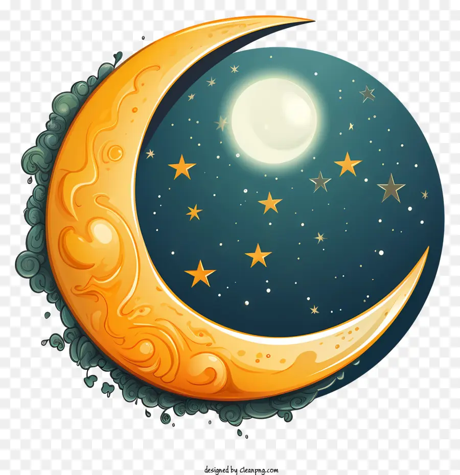 Doodle Style Moon And Star，Pleine Lune PNG