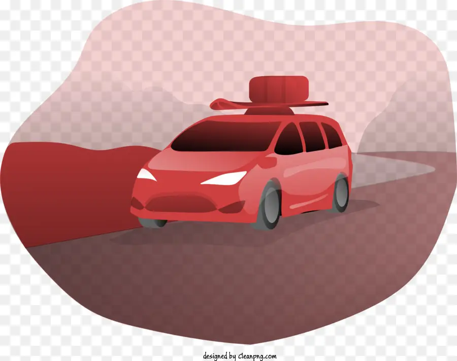 Voiture Rouge，Route Sinueuse PNG