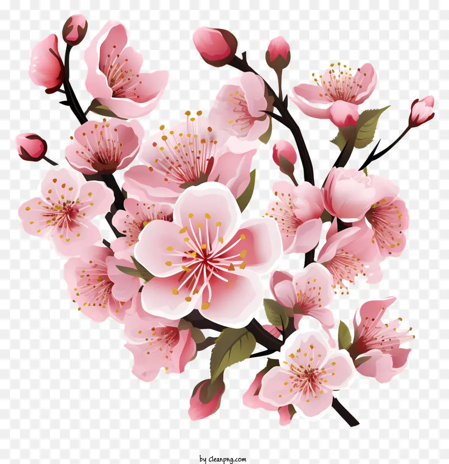 Cadre De Fleurs Sakura，Arbre De Fleur Rose PNG