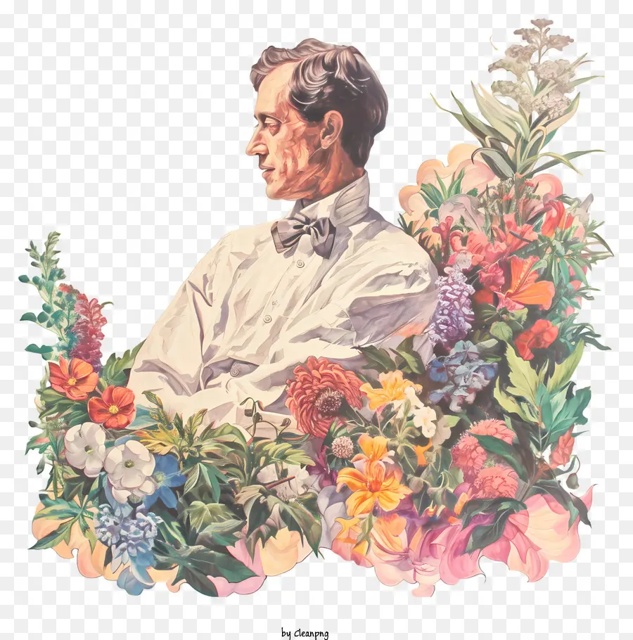 Journée Commémorative Stephen Foster，Homme Avec Des Fleurs PNG