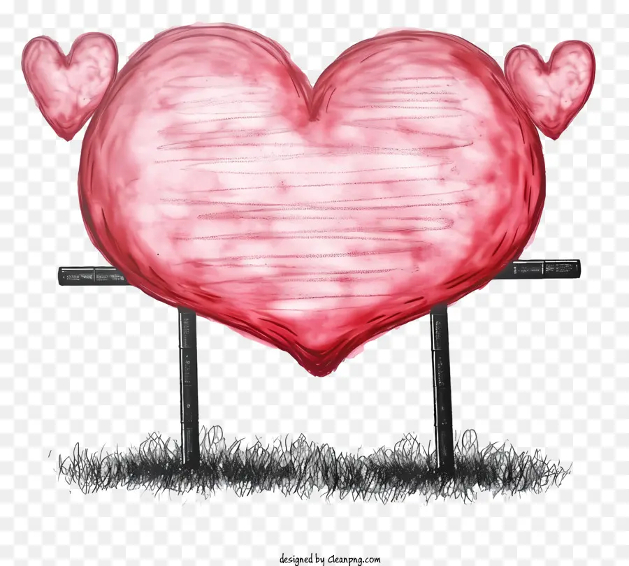 Planche De Signe De La Saint Valentin Dessinée à La Main，Coeur Rouge PNG