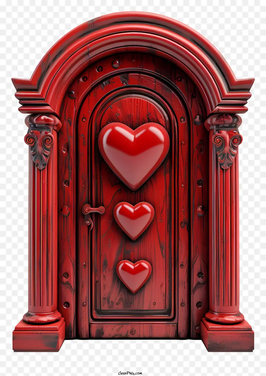 Porte Saint Valentin，Porte Rouge Avec Des Coeurs PNG