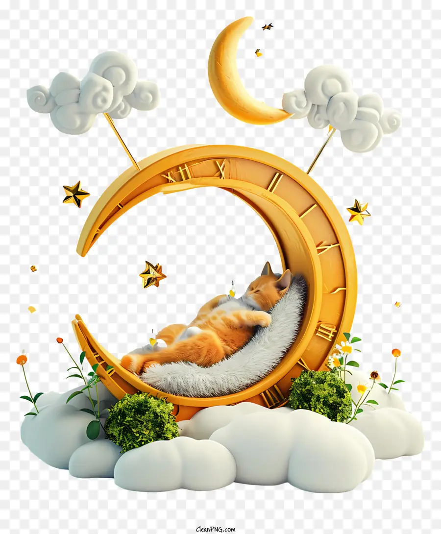 Journée Réalisez Vos Rêves，Chat Sur La Lune PNG