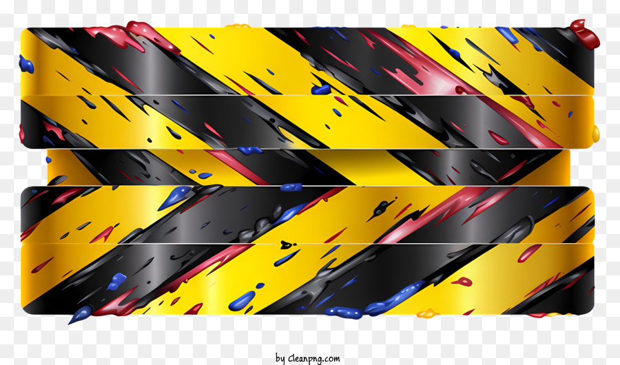 Paignes Multicolores Ruban Adhésif Rayures Jaunes Et Noires Gouttes De Peinture PNG Paignes