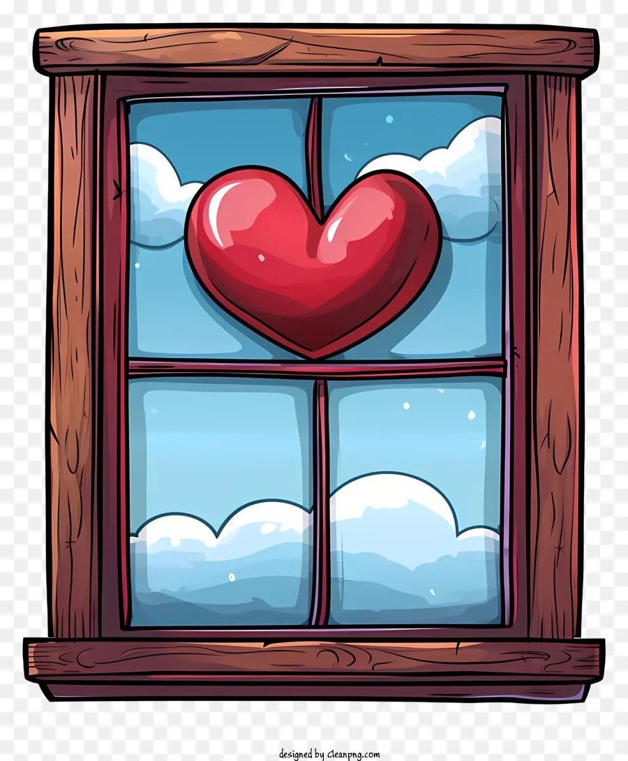 Fenêtre De La Saint Valentin，Coeur Rouge PNG