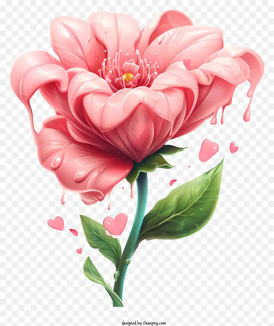 Fleur Rose，Coeurs PNG