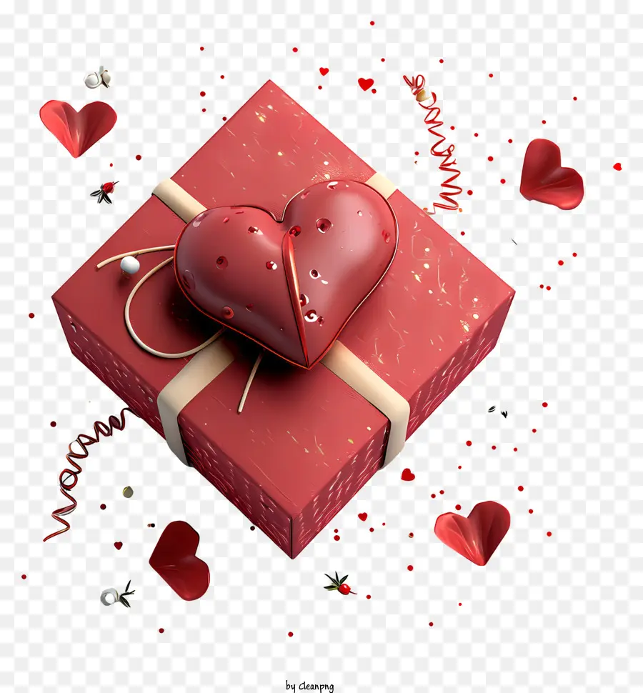 Cadeaux Saint Valentin，Boîte Cadeau En Forme De Coeur Rouge PNG