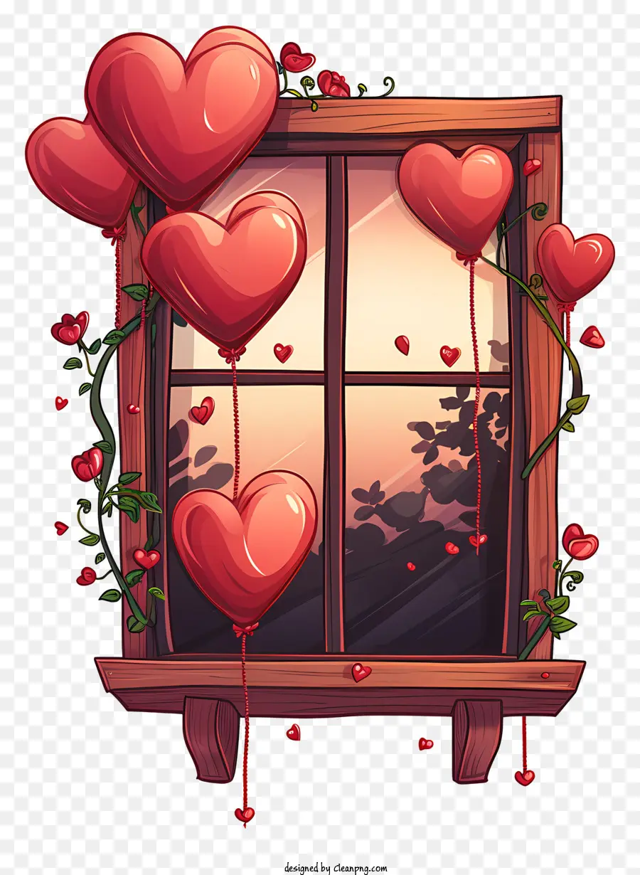 Fenêtre De La Saint Valentin，Romantique PNG