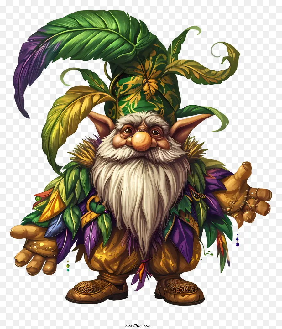 Mardi Gras Gnome，Homme Avec Une Longue Barbe PNG