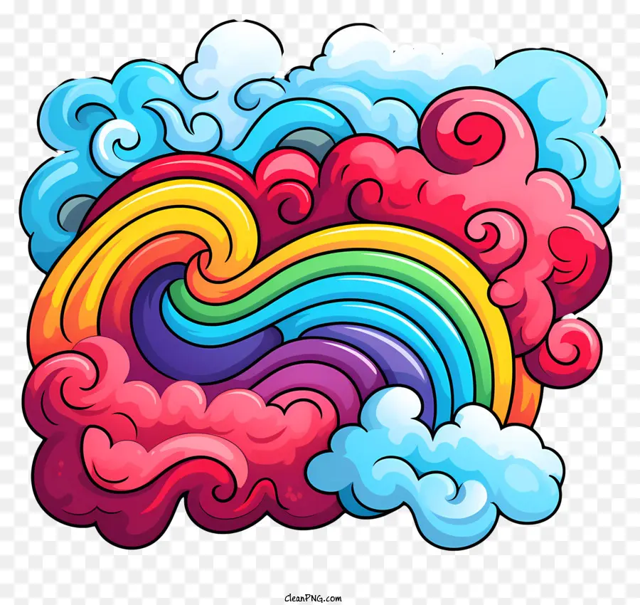 Doodle Style Rainbow，Arc En Ciel PNG