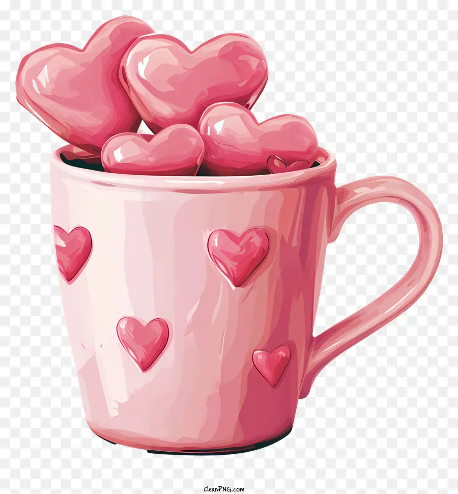 Tasse De Coeur D'amour，Tasse De Bonbons De Coeur Rose PNG