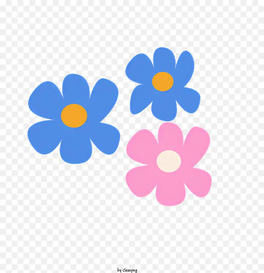 Icône，Fleurs Bleues Et Roses PNG