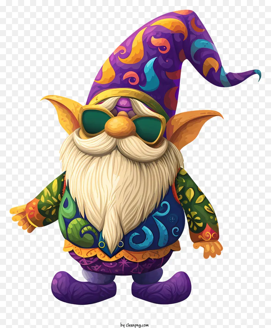 Gnome De Mardi Gras，Gnome Avec Des Lunettes De Soleil PNG