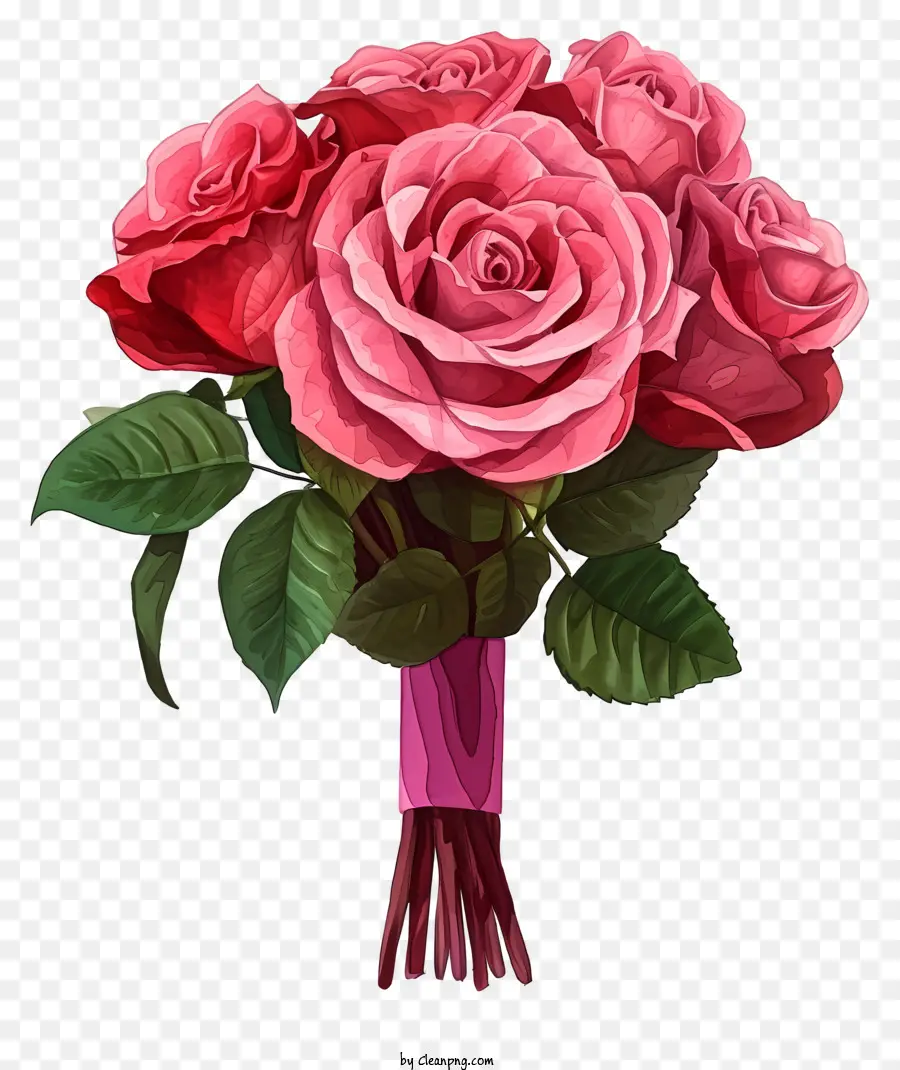 Aquarelle Rose De La Saint Valentin，Bouquet PNG