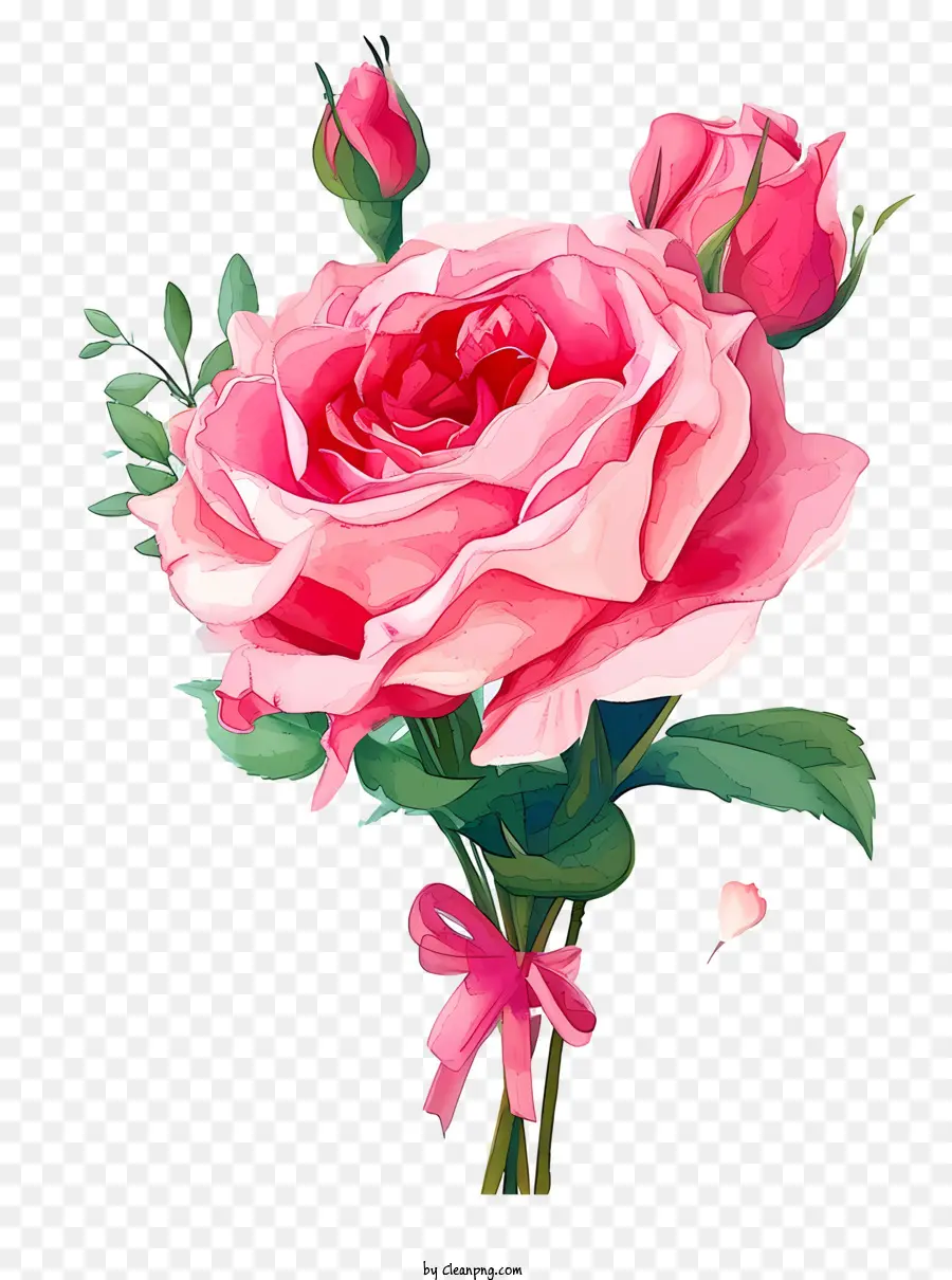 Aquarelle Rose De La Saint Valentin，Rose Rose PNG