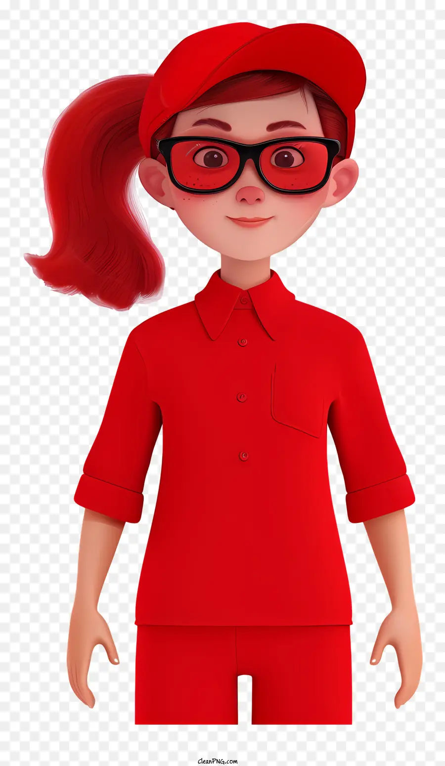 Cartoon Wear Day Red，Femme En Tenue Rouge PNG