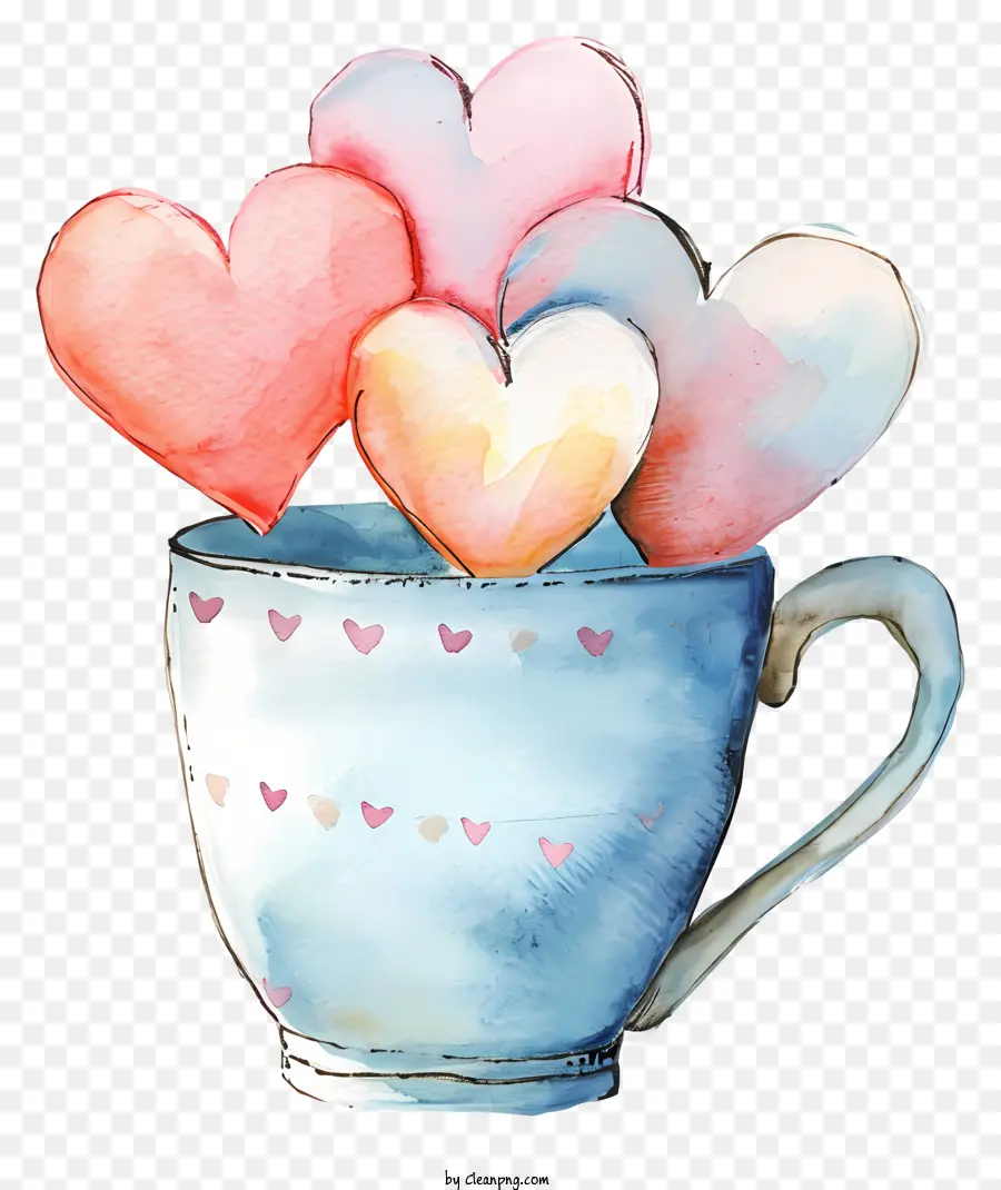 Tasse De Coeur D'amour，Peinture à L'aquarelle PNG