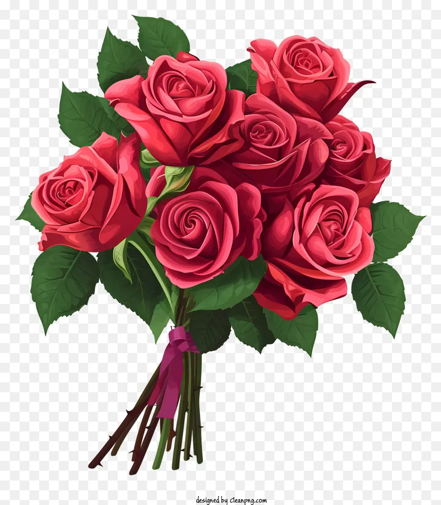 Valentine Rose Bunch Floral Art，Les Roses Rouges PNG