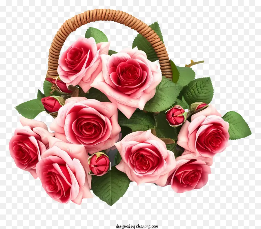 Style Isométrique，Valentine Rose Ten PNG