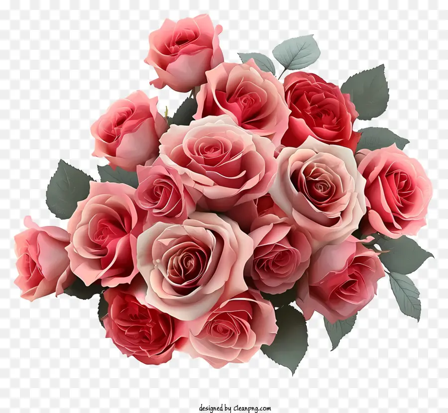 Bouquet De Roses Plates Pour La Saint Valentin，Bouquet De Roses Roses PNG