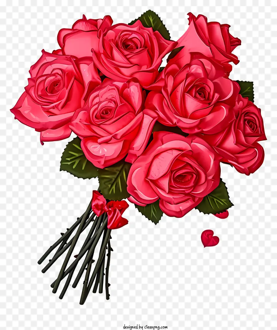 Plat Valentine Rose Bunch，Les Roses Roses PNG