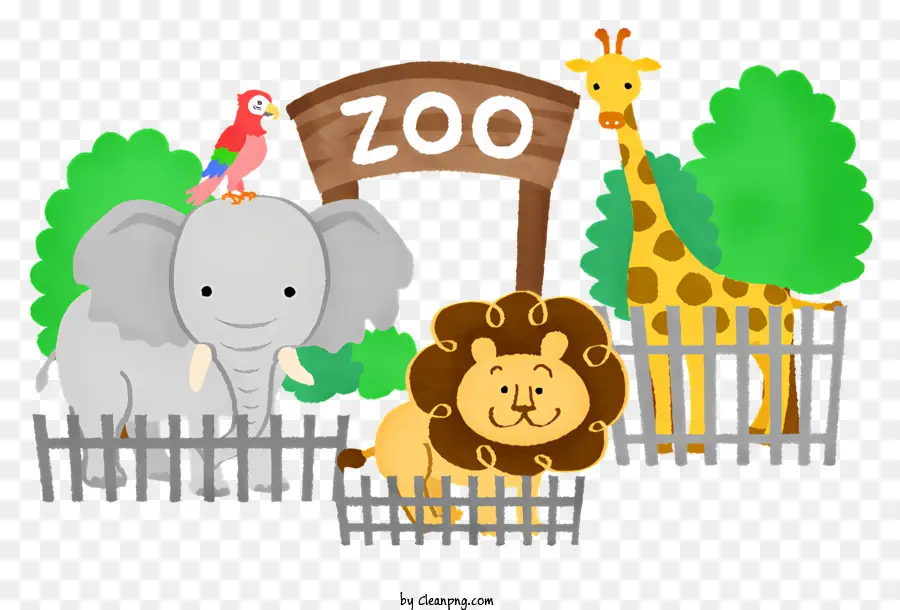 Dessin Animé Zèbre Et éléphant，Les Animaux De Zoo PNG