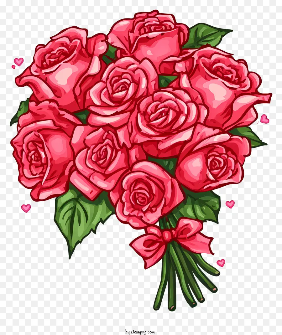 Dessin Animé Valentine Rose Bunch，Les Roses Roses PNG