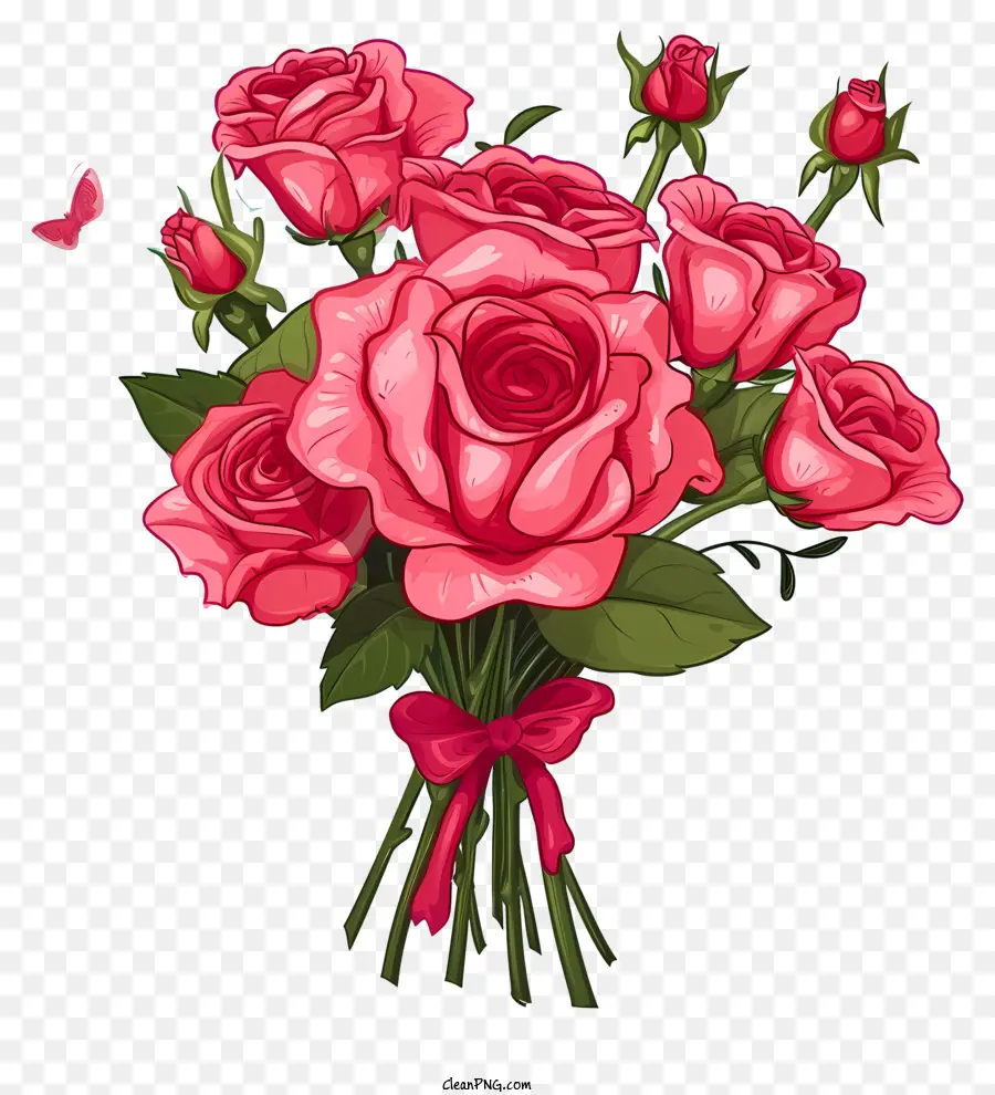 Bouquet De Roses De Dessin Animé Pour La Saint Valentin，Bouquet De Roses PNG