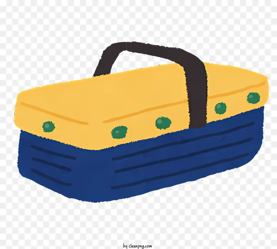 Panier De Pique Nique Bleu Et Jaune，Panier De Pique Nique De Garniture Verte PNG