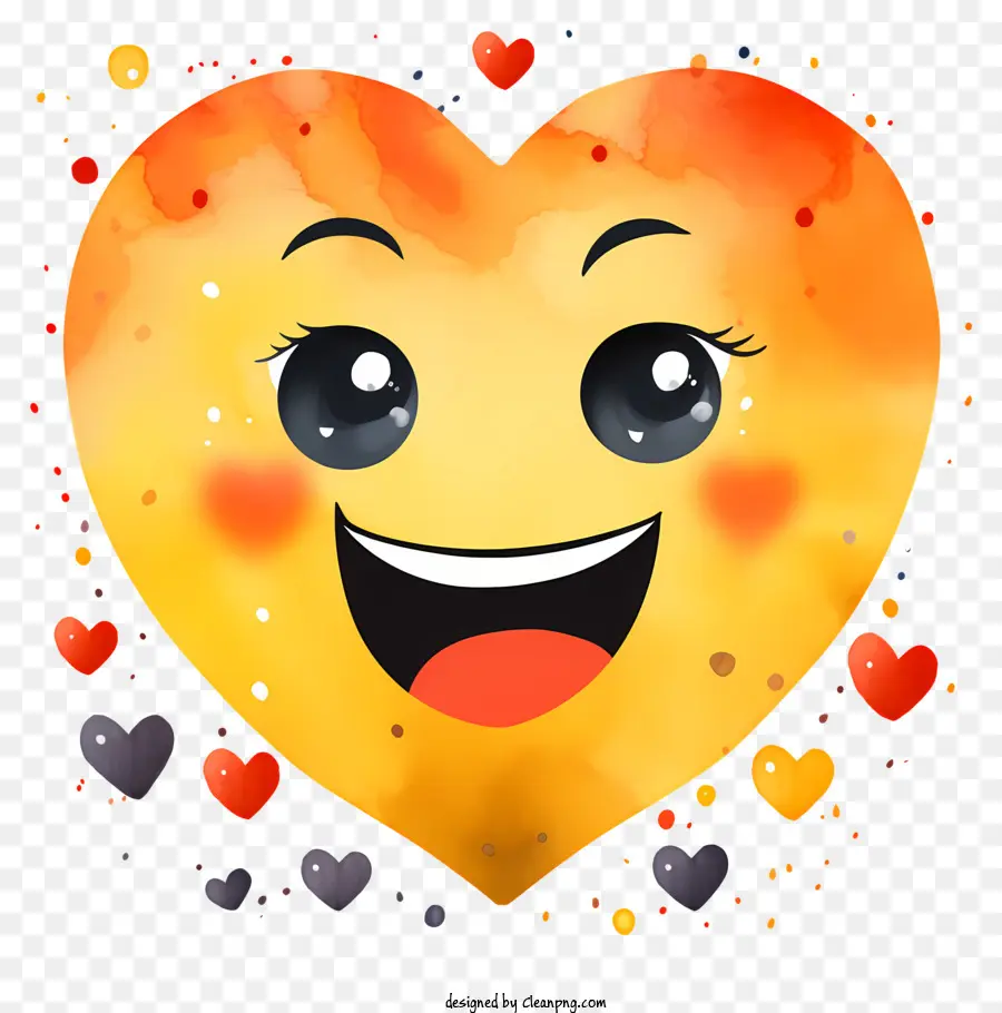 Emoji Aquarelle Aux Yeux Du Cœur，Heureux Le Cœur PNG