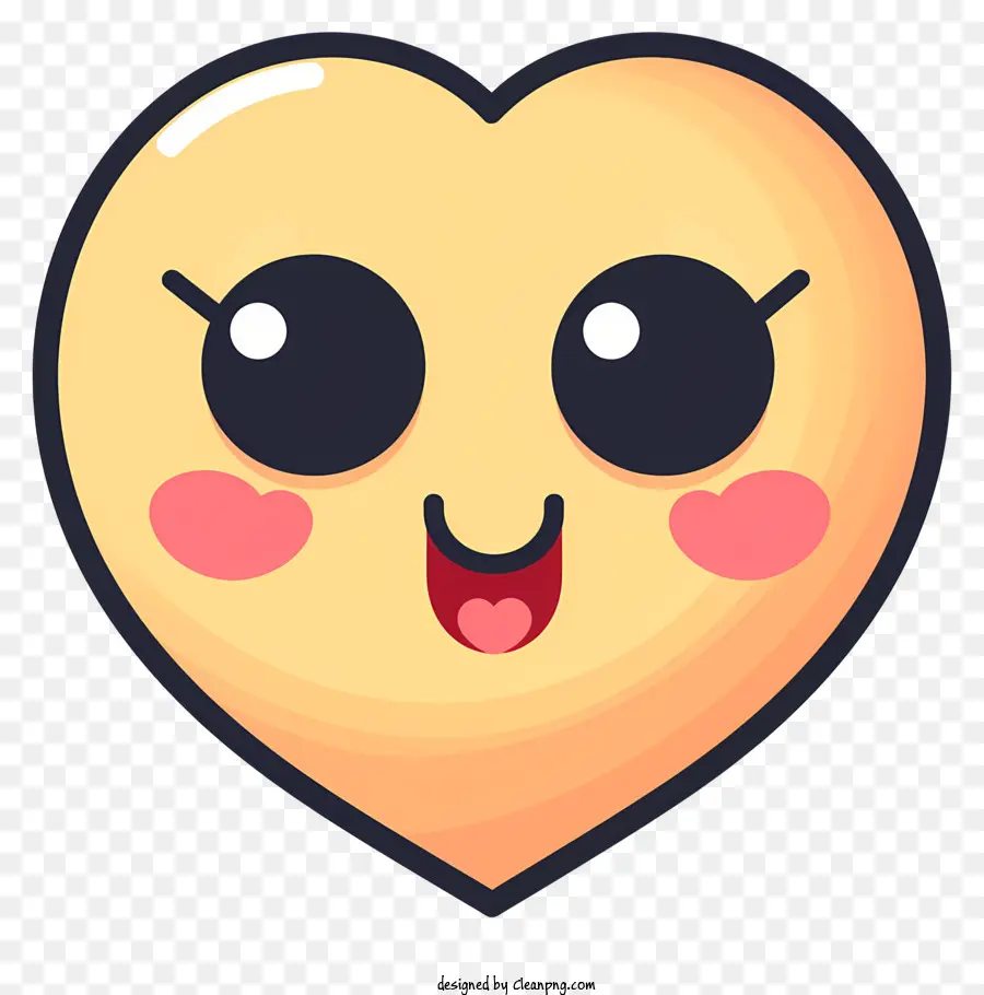 Emoji Tiré à La Main Avec Les Yeux Du Cœur，Coeur Jaune PNG