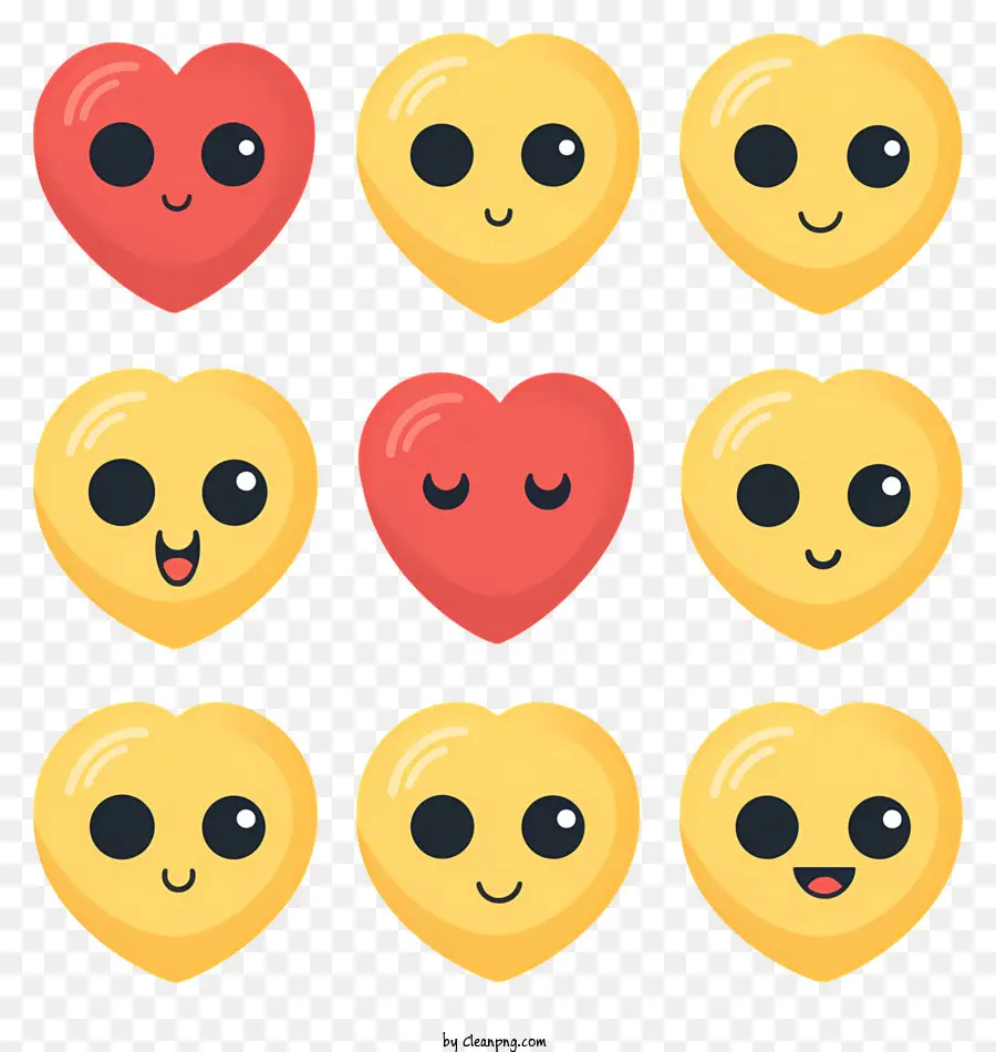 Emoji Tiré à La Main Avec Les Yeux Du Cœur，Émoticônes Du Cœur Jaune PNG