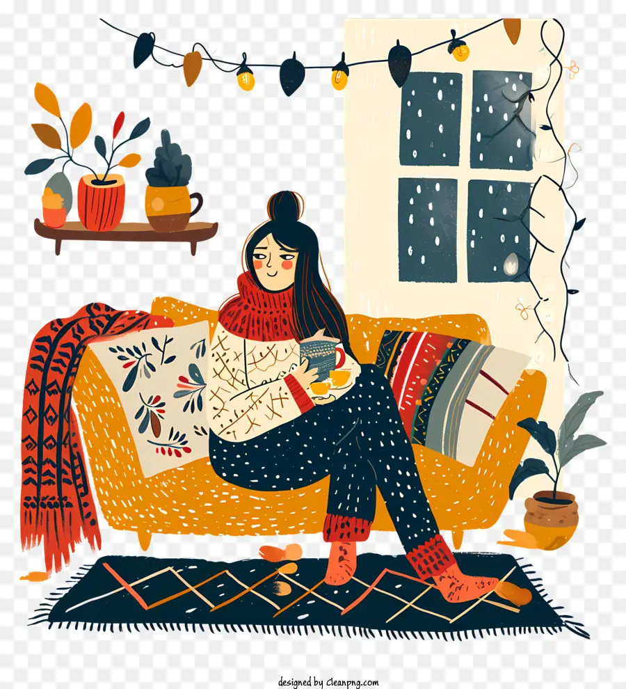 La Vie Hygge，Femme Lisant PNG