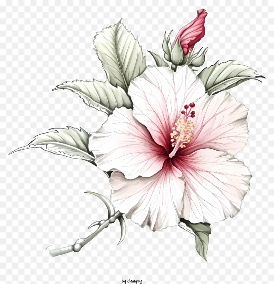Rose Dessinée à La Main De Sharon，Fleur Blanche PNG