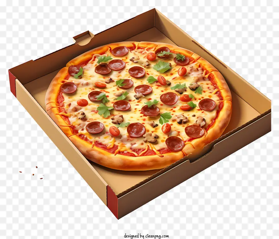 Pizza De Style Réaliste En Boîte Ouverte，Pizza PNG