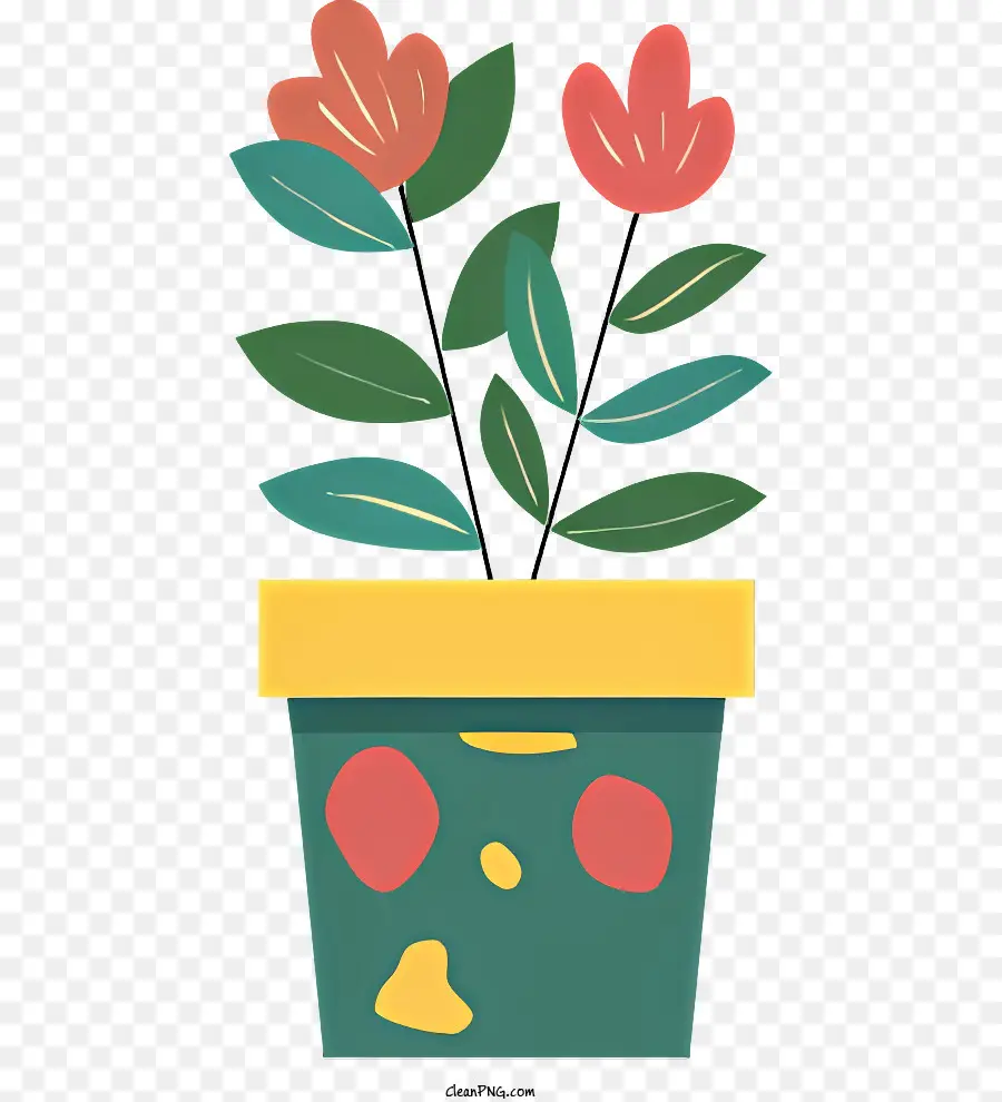 Plante En Pot，Fleurs Rouges PNG