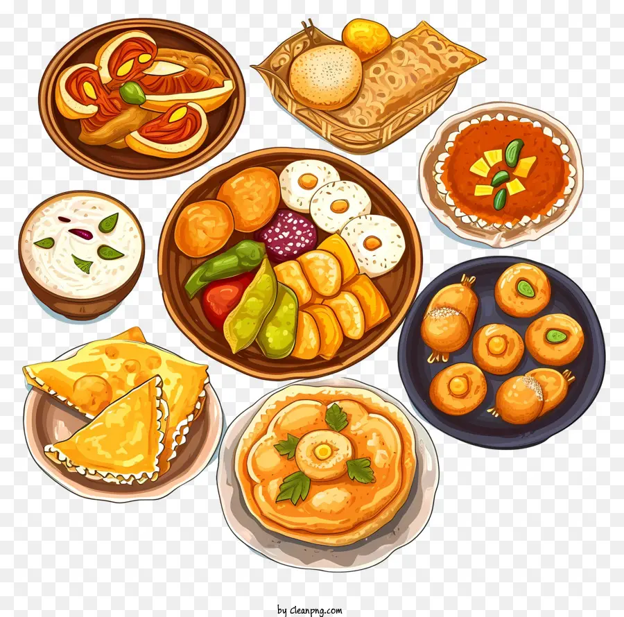 Cartoon India Cuisine，Plats Régionaux PNG