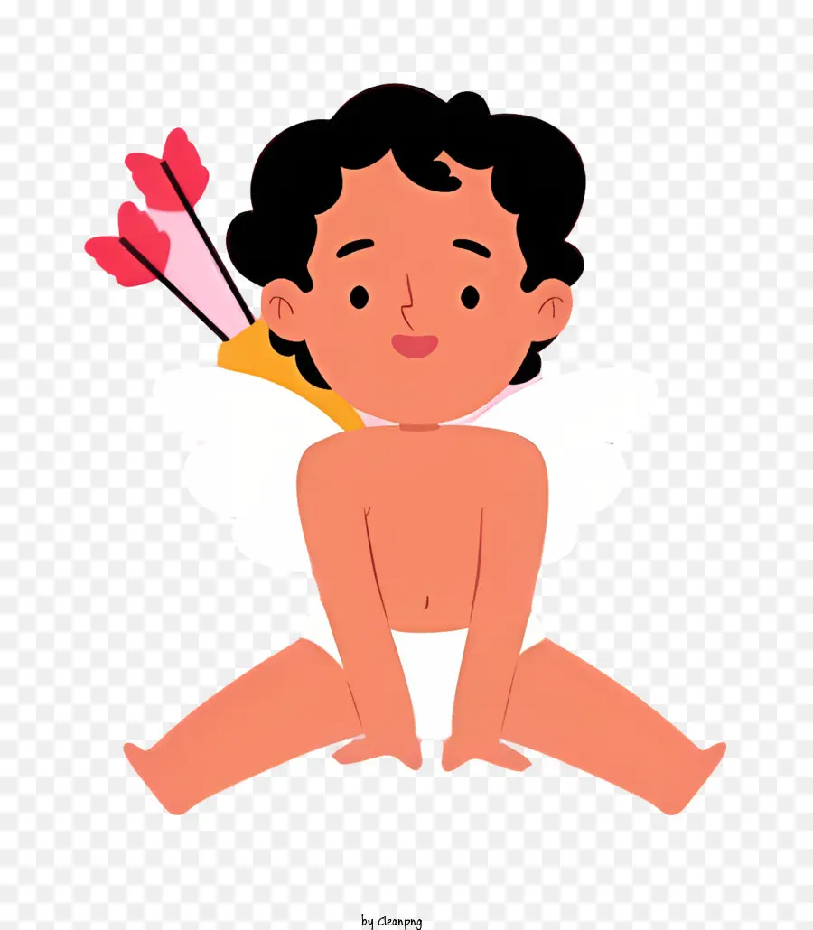 Cupidon De Dessin Animé，Cupidon Aux Cheveux Noirs PNG