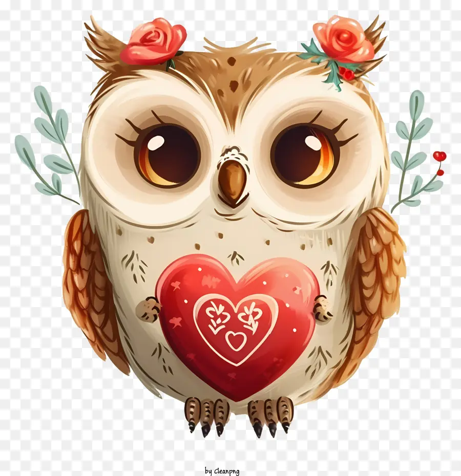 Icône De Hibou De La Saint Valentin，Chouette Avec Coeur PNG