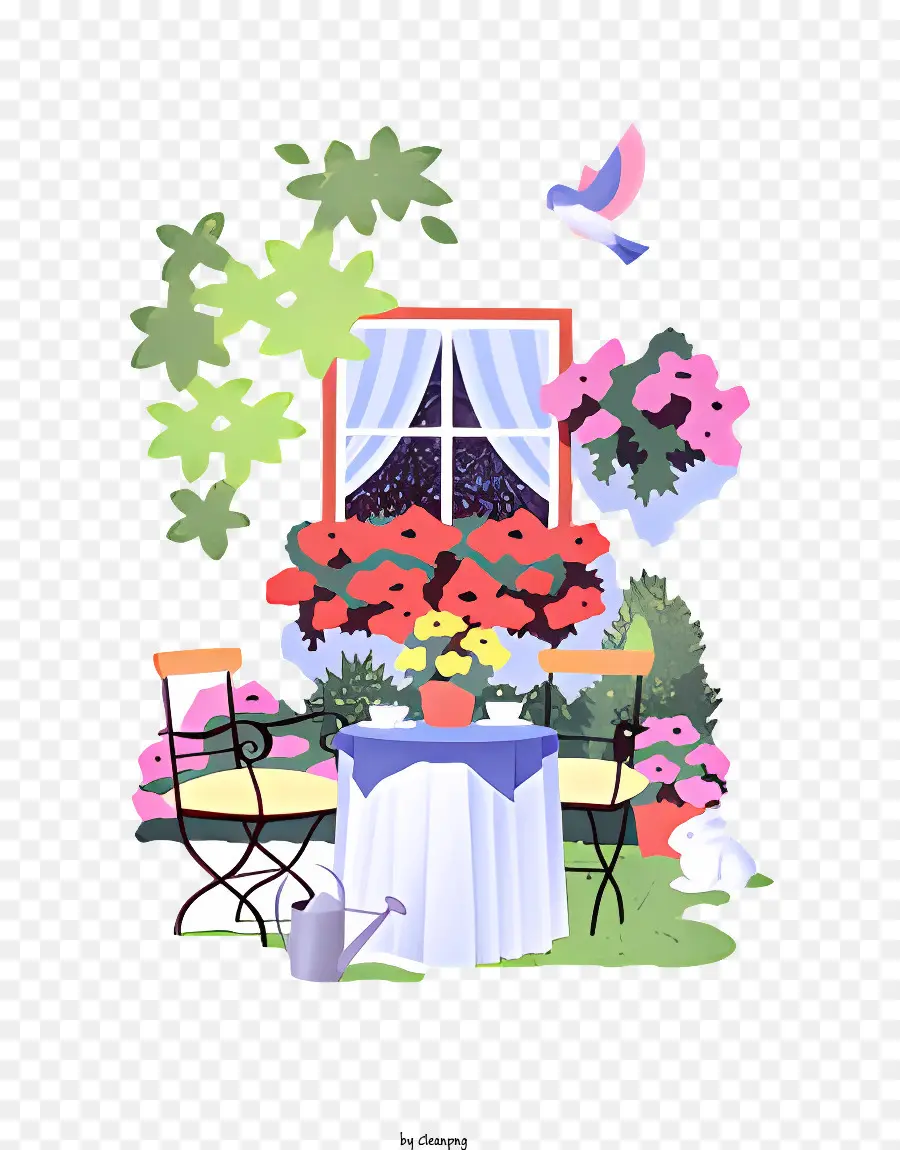 Petit Jardin，Table Et Chaises PNG