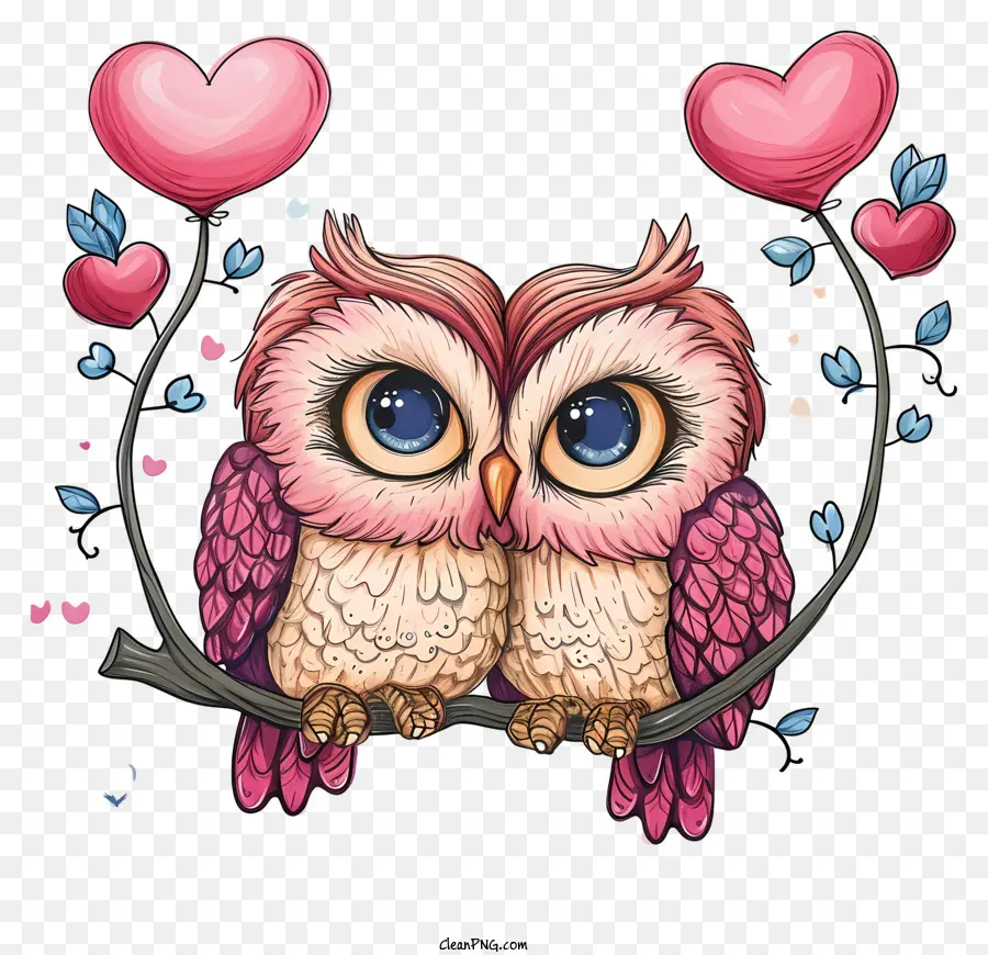 Hibou Saint Valentin Dessiné à La Main，Hibou Rose PNG